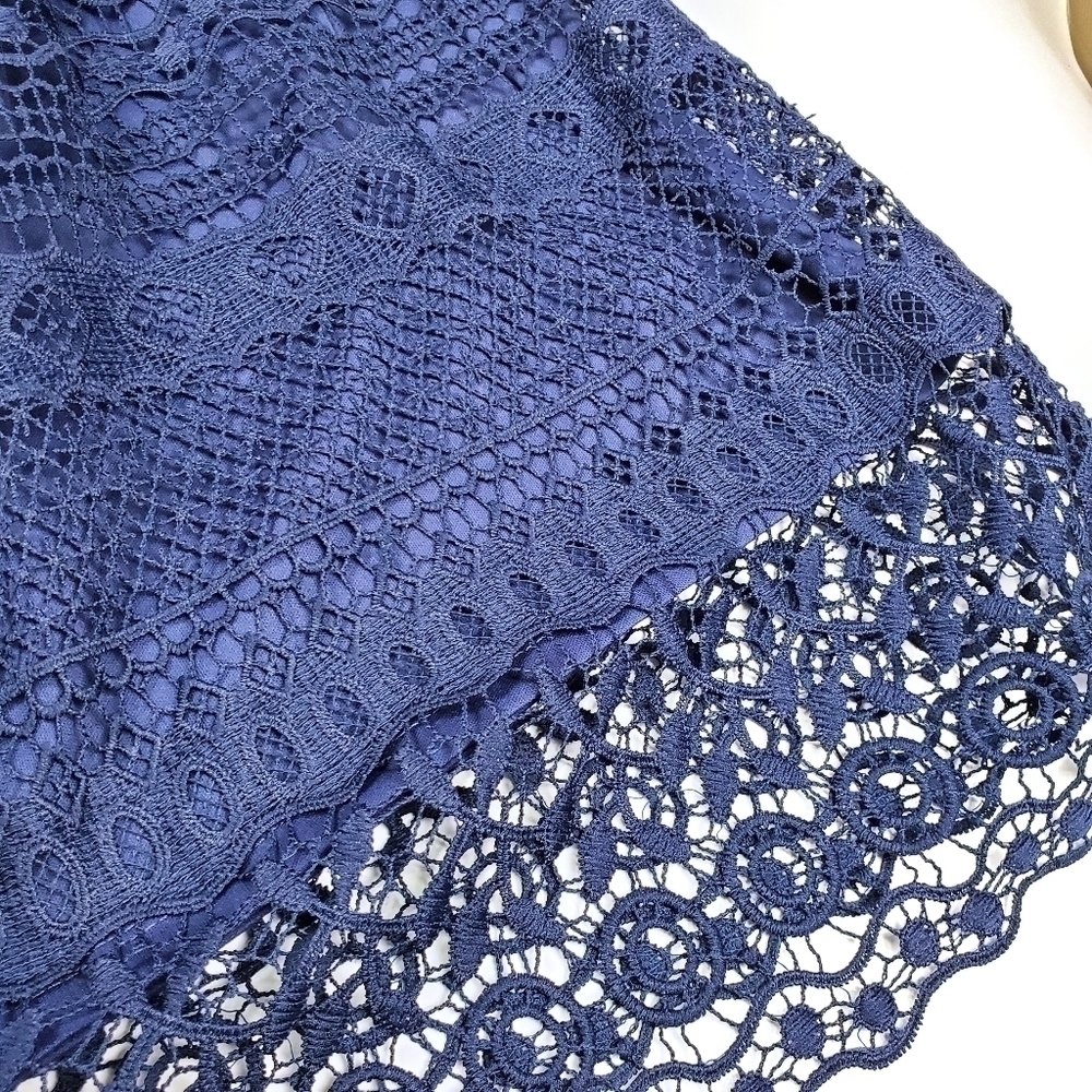 J. Gee Blue Eyelet Embroidered Lace Skirt Sz M - Picture 2 of 11